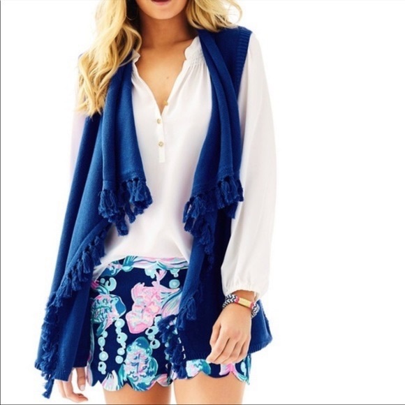 Lilly Pulitzer Abbott Cotton Sweater Vest in Bomber Blue - Picture 4 of 10